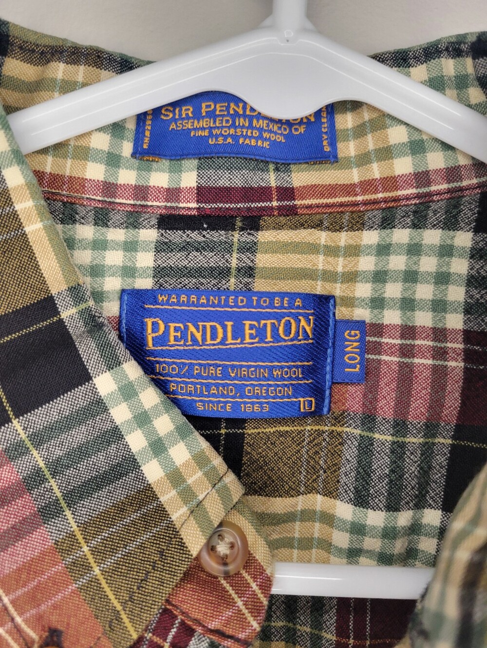 Pendleton Men's Plaid Button-Down Shirt - Burgundy, Mustard, Cream, Black - Picture 2 of 3